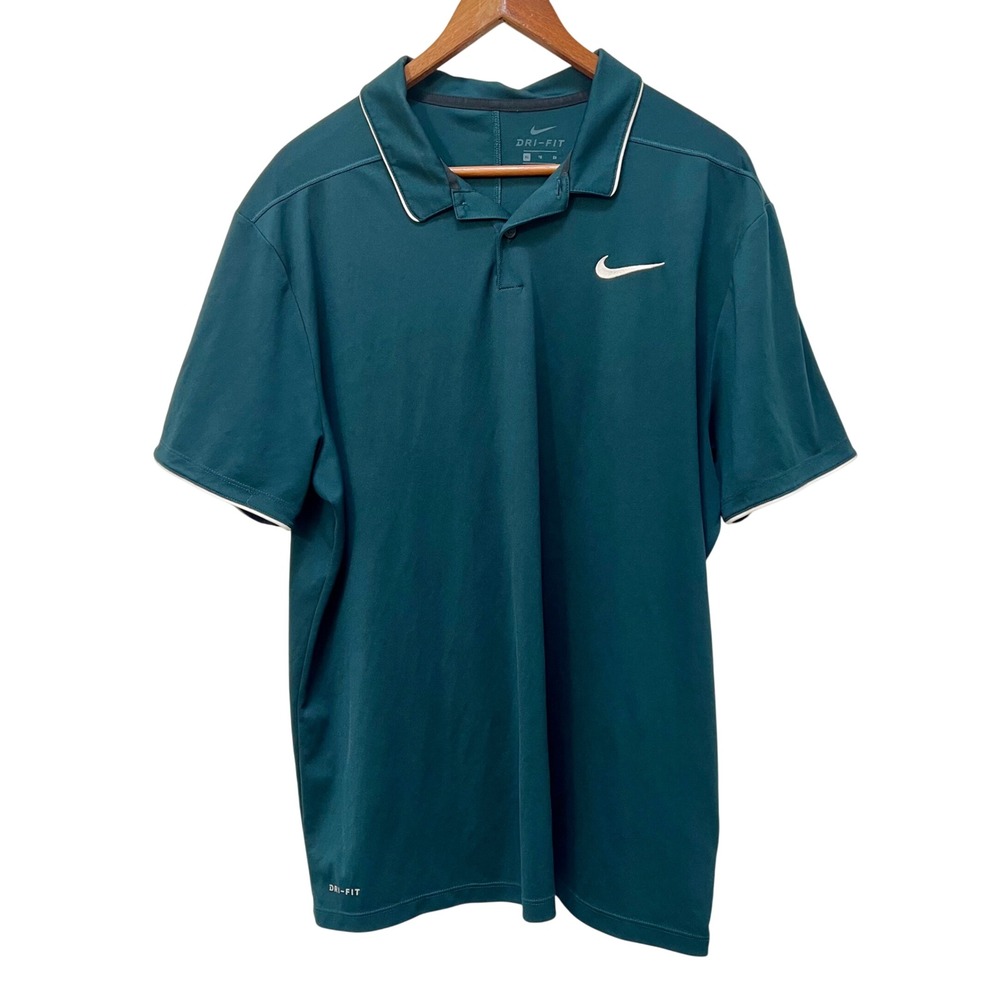 Nike Mens Dri-FIT Polo Shirt XL Forest Green Short Sleeve Golf Top RN56323